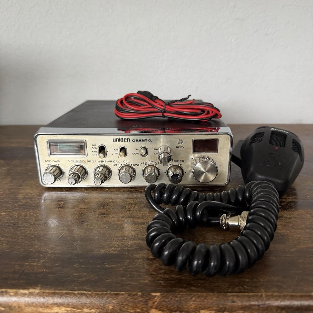 Vintage Uniden Grant XL AM SSB CB Radio Bundle w Cobra HG-M75 Power Mic Untested